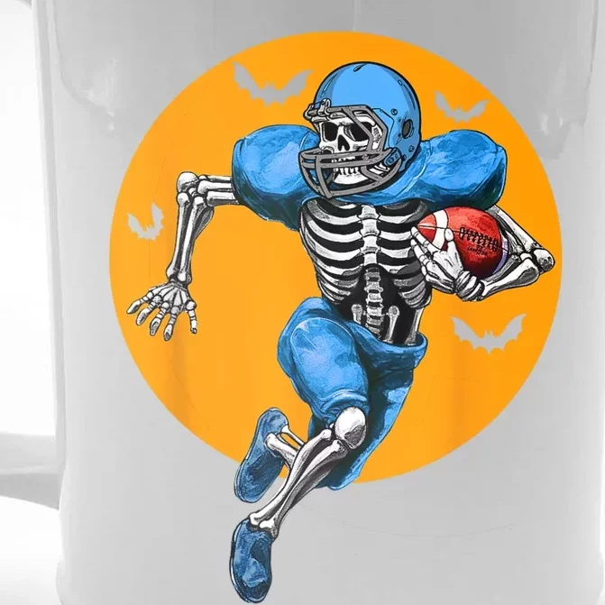 American Football Skeleton Halloween Football Fan Front & Back Beer Stein