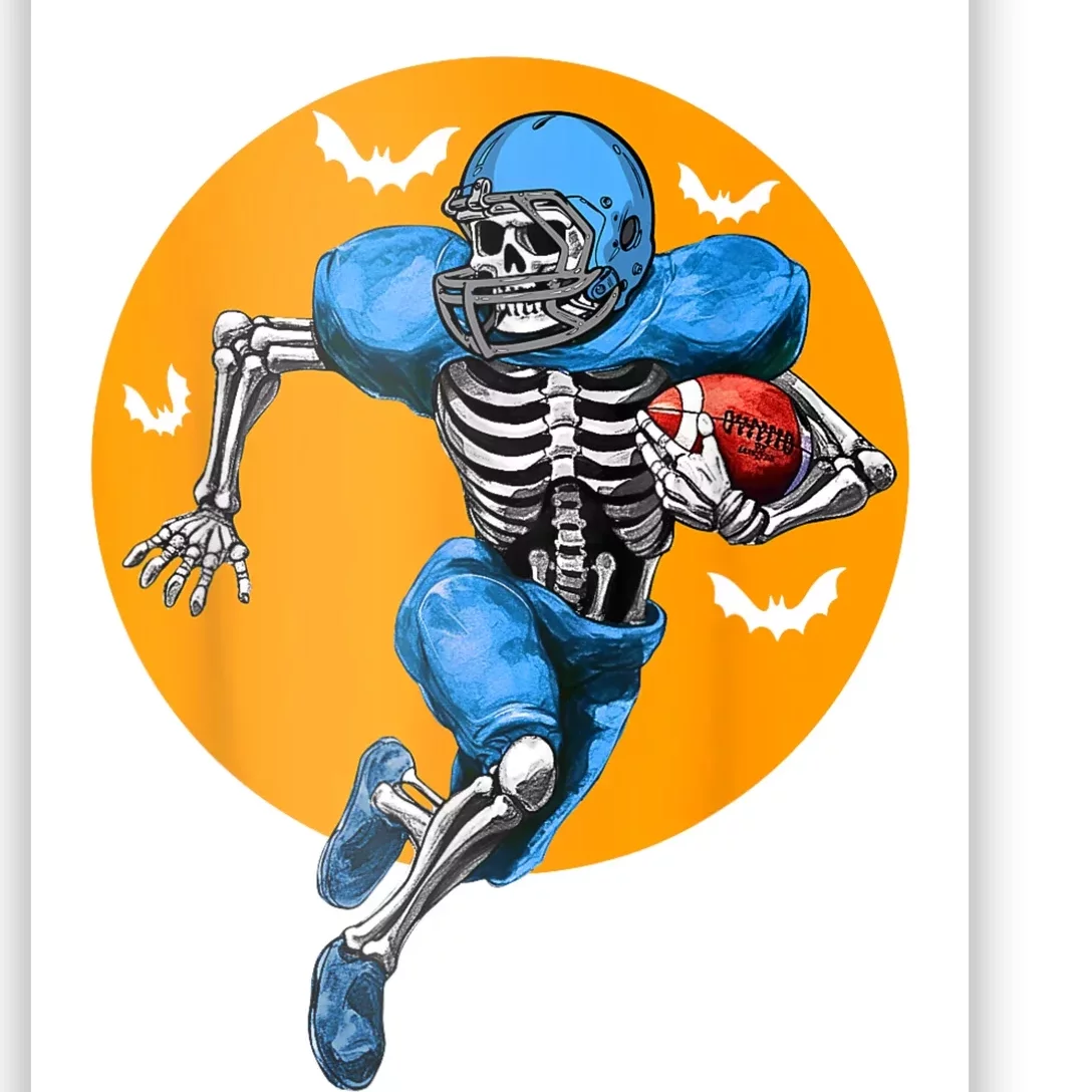 American Football Skeleton Halloween Football Fan Poster