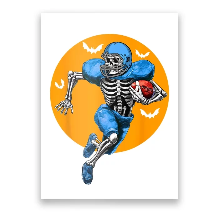 American Football Skeleton Halloween Football Fan Poster