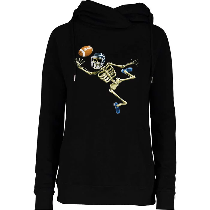 American Football Skeleton Halloween Men Football Fan Womens Funnel Neck Pullover Hood