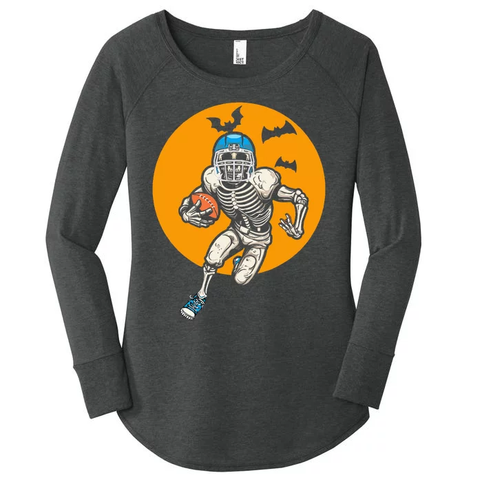 American Football Skeleton Halloween Football Fan Women's Perfect Tri Tunic Long Sleeve Shirt