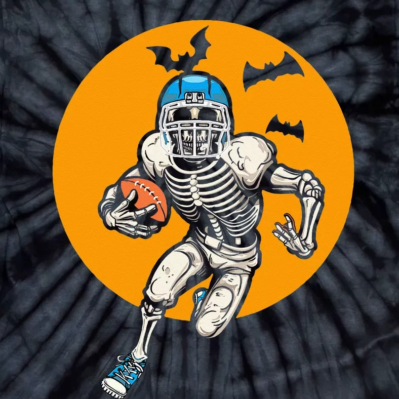 American Football Skeleton Halloween Football Fan Tie-Dye T-Shirt