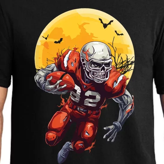 American Football Skeleton Halloween Football Fan Pajama Set