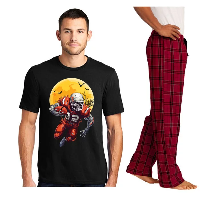 American Football Skeleton Halloween Football Fan Pajama Set