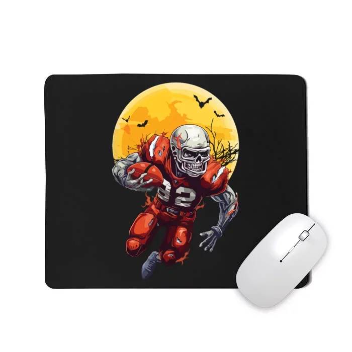 American Football Skeleton Halloween Football Fan Mousepad