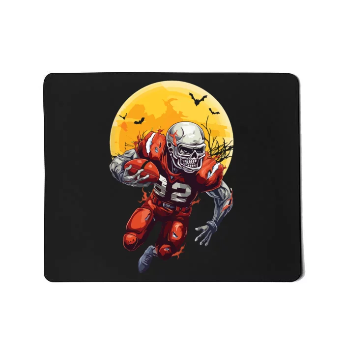 American Football Skeleton Halloween Football Fan Mousepad