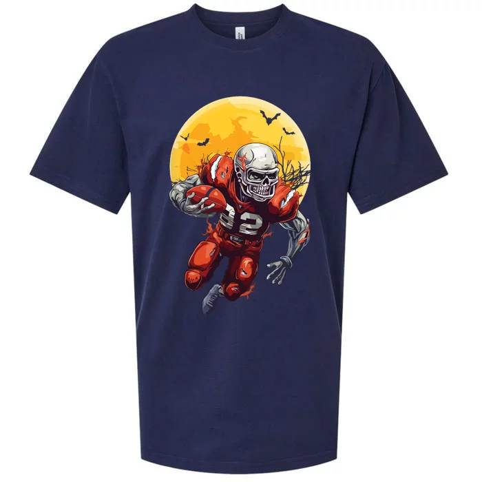 American Football Skeleton Halloween Football Fan Sueded Cloud Jersey T-Shirt