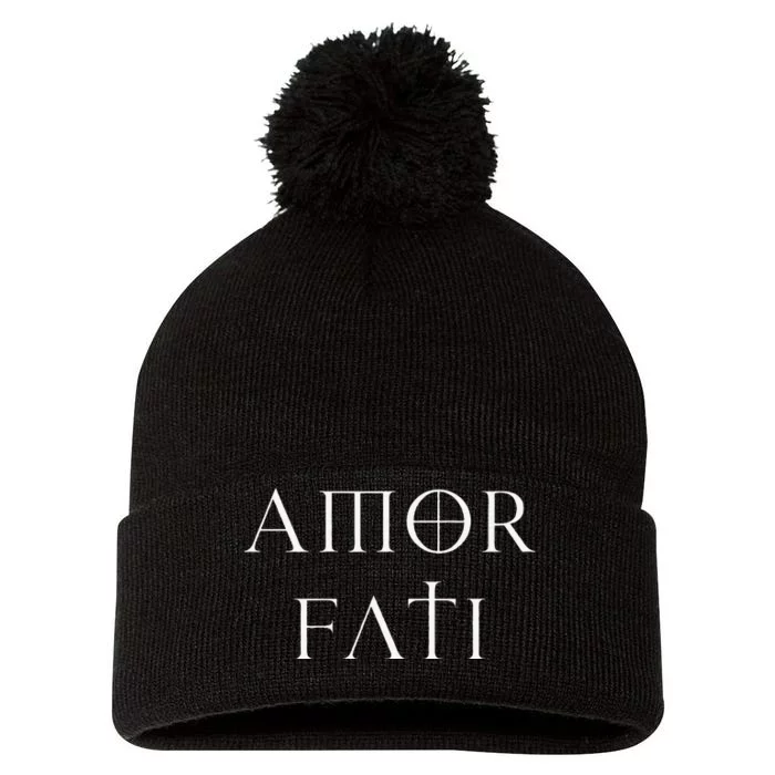 Amor Fati Stoic Inspirational Latin Quote Love your Fate Pom Pom 12in Knit Beanie