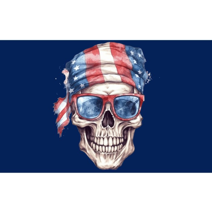 America Flag Skull Sunglasses USA Patriotic 4th July Skeleton Bumper Sticker