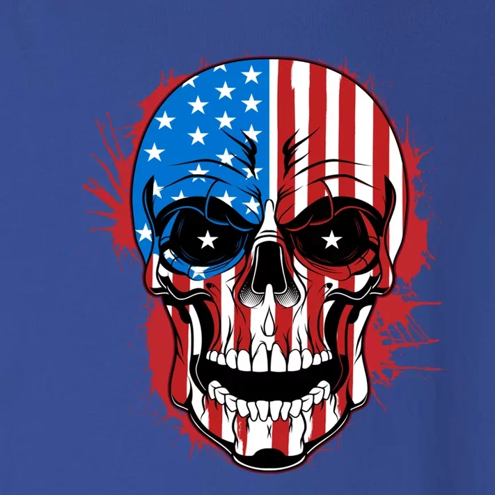 American Flag Skull 4th Of July Skeleton Patriotic Gift Toddler Long Sleeve Shirt