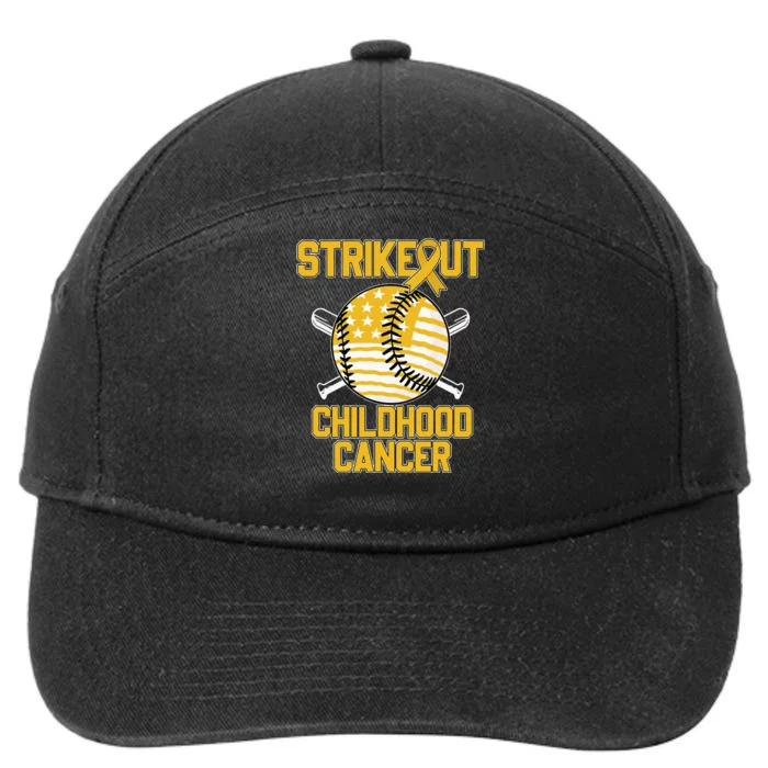 American Flag Strikeout Childhood Cancer Baseball 7-Panel Snapback Hat