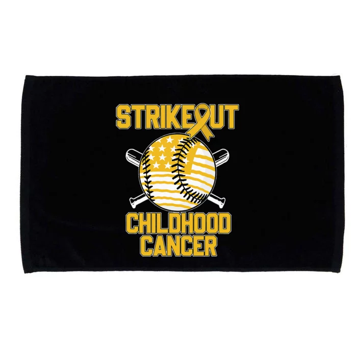 American Flag Strikeout Childhood Cancer Baseball Microfiber Hand Towel