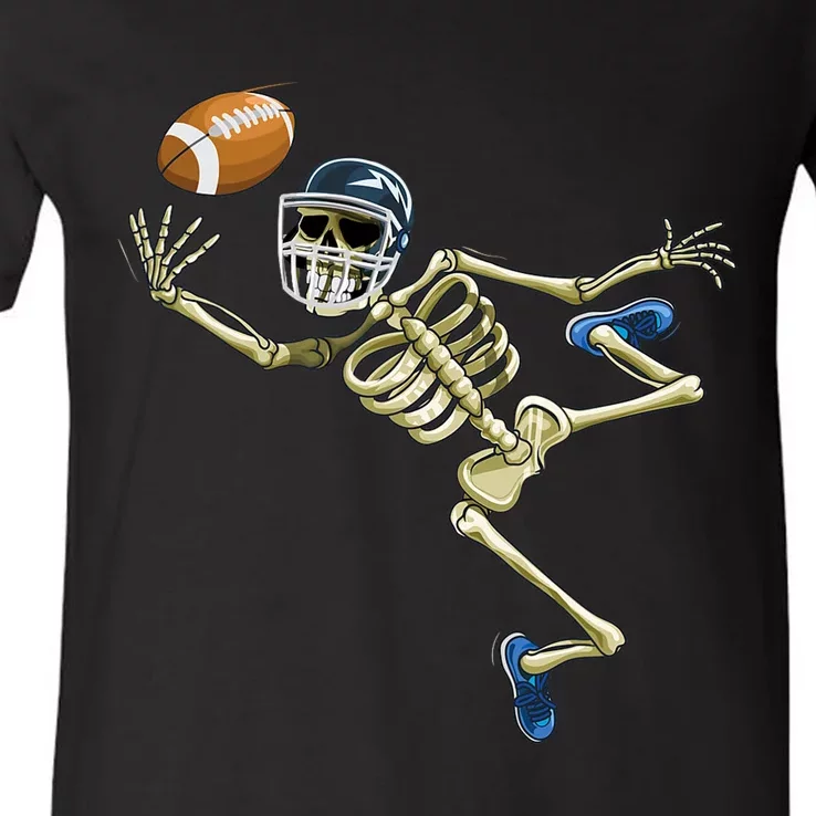 American Football Skeleton Halloween Men Football Fan V-Neck T-Shirt