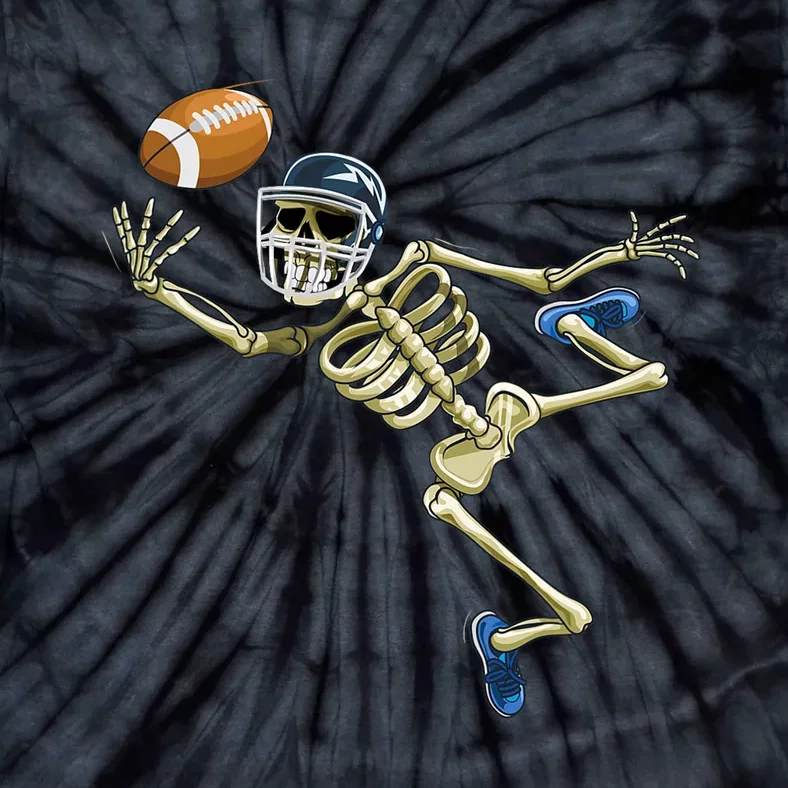 American Football Skeleton Halloween Men Football Fan Tie-Dye T-Shirt