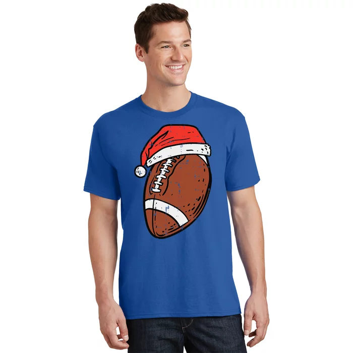 American Football Santa Hat Sports Christmas Xmas Funny T-Shirt