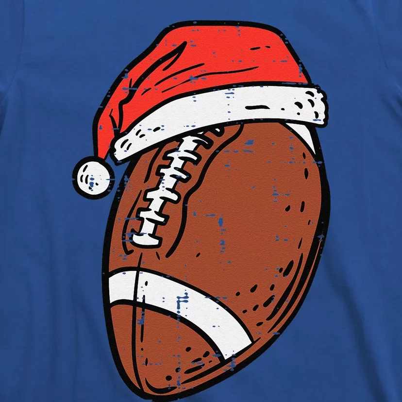 American Football Santa Hat Sports Christmas Xmas Funny T-Shirt