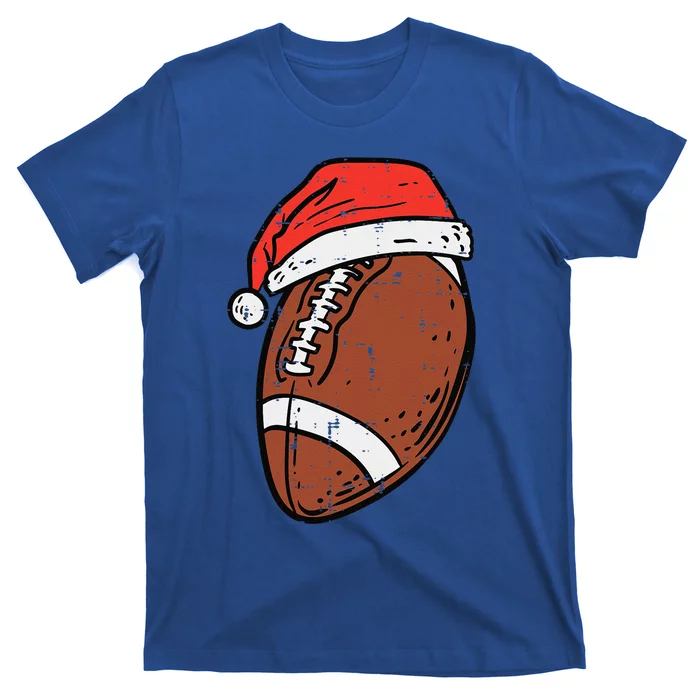 American Football Santa Hat Sports Christmas Xmas Funny T-Shirt