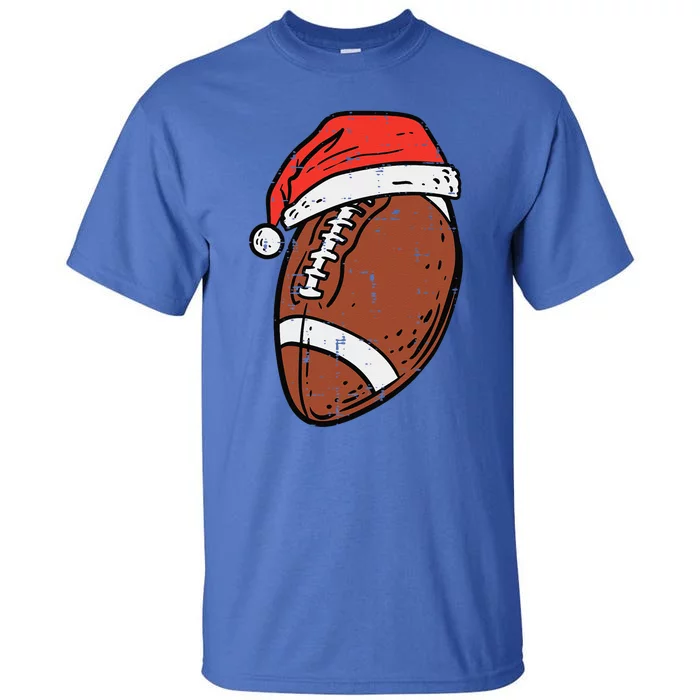 American Football Santa Hat Sports Christmas Xmas Funny Tall T-Shirt