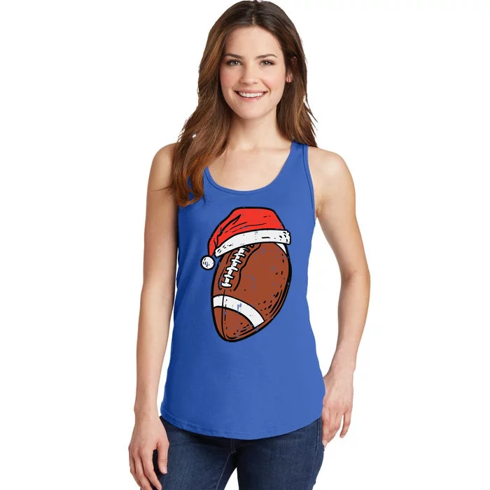 American Football Santa Hat Sports Christmas Xmas Funny Ladies Essential Tank