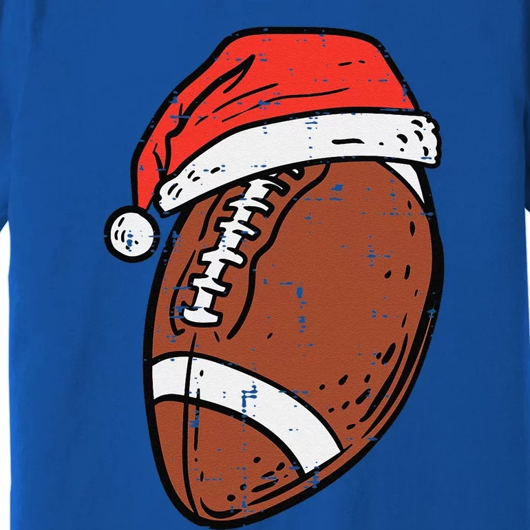 American Football Santa Hat Sports Christmas Xmas Funny Premium T-Shirt