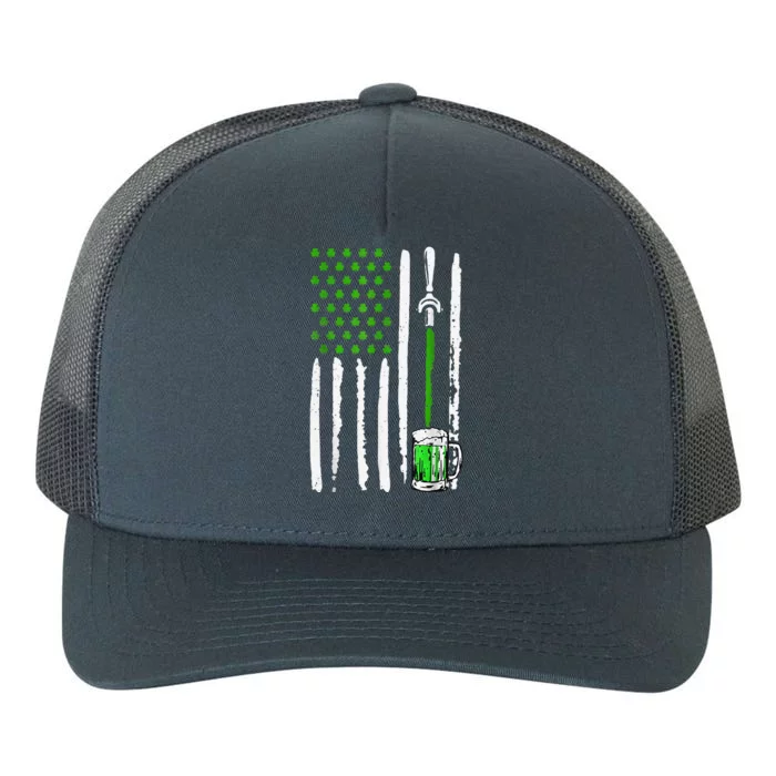 American Flag St Patrick's Day Shamrock Drinking Beer Irish Yupoong Adult 5-Panel Trucker Hat