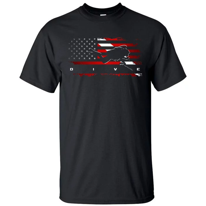 American Flag Scuba Diving Apparel Scuba Diving Tall T-Shirt