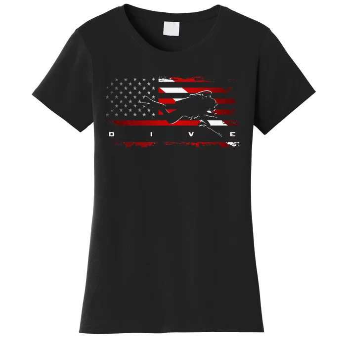 American Flag Scuba Diving Apparel Scuba Diving Women's T-Shirt