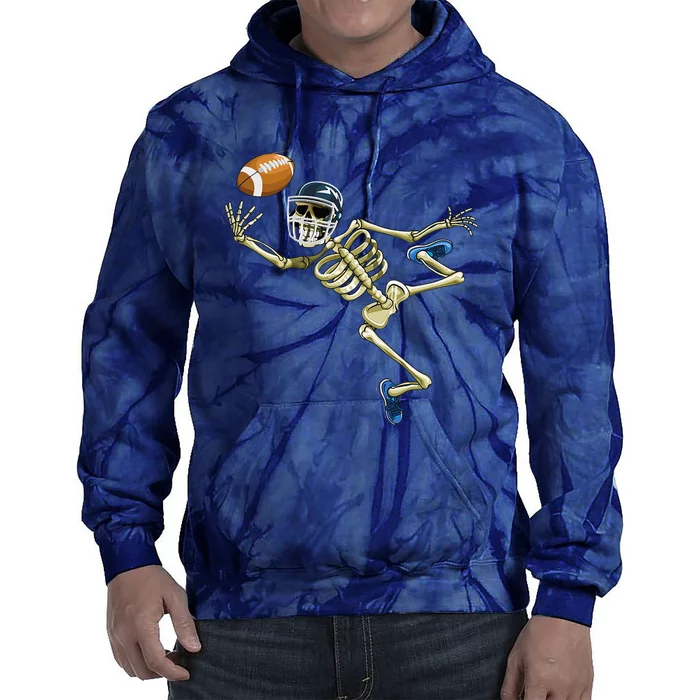 American Football Skeleton Halloween Men Football Fan Tie Dye Hoodie