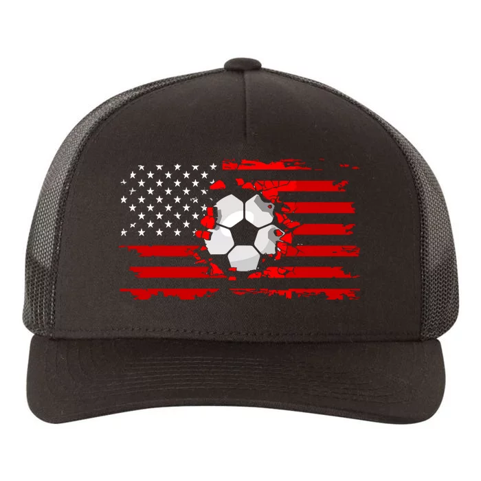 American Flag Soccer Apparel Soccer Yupoong Adult 5-Panel Trucker Hat