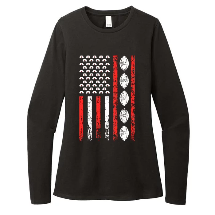 American Football Sports Flag National Nurses Day Gift Womens CVC Long Sleeve Shirt