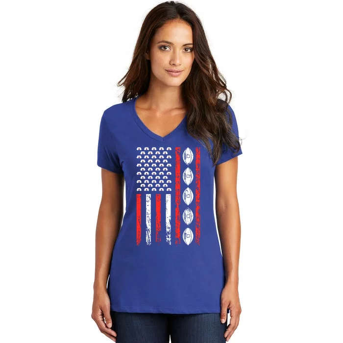 American Football Sports Flag National Nurses Day Gift Women's V-Neck T-Shirt