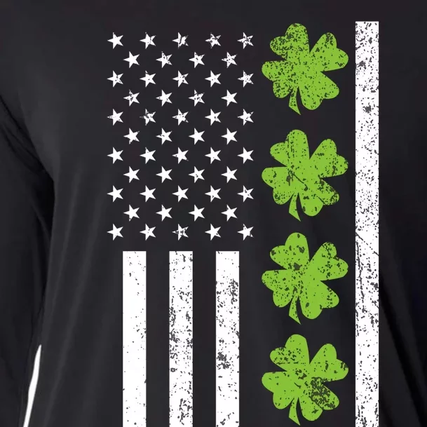 American Flag Shamrock St Patricks Day Cooling Performance Long Sleeve Crew