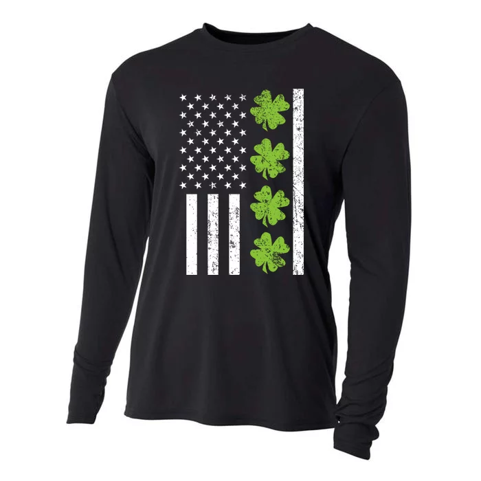 American Flag Shamrock St Patricks Day Cooling Performance Long Sleeve Crew