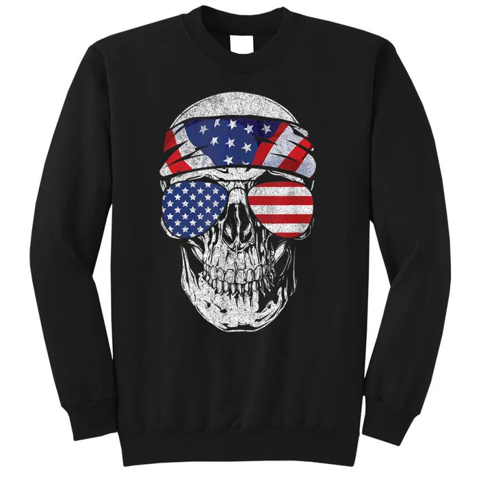 American Flag Skull July 4th Sweatshirt