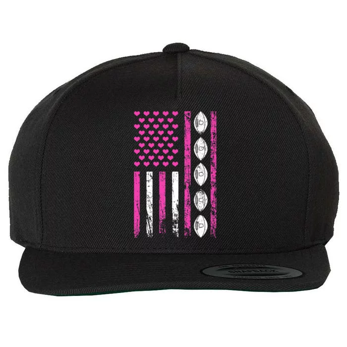 American Football Sports Flag Ball ValentineS Day MotherS Wool Snapback Cap