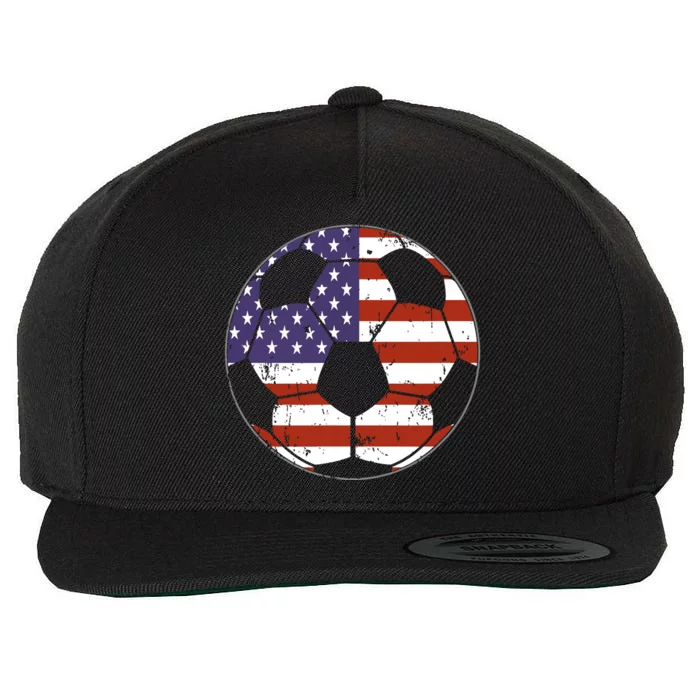 American Flag Soccer Ball Women Wool Snapback Cap