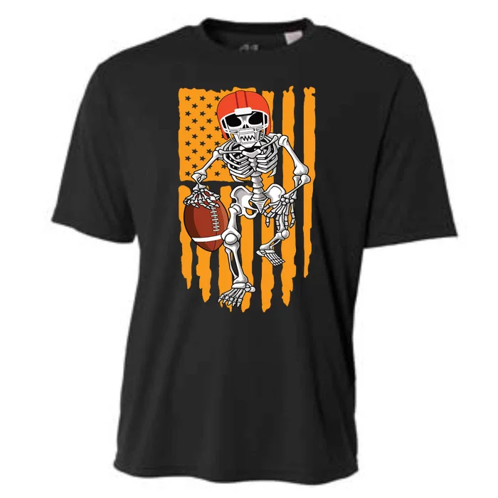 American Football Skeleton Halloween Boy Football Fan Cooling Performance Crew T-Shirt