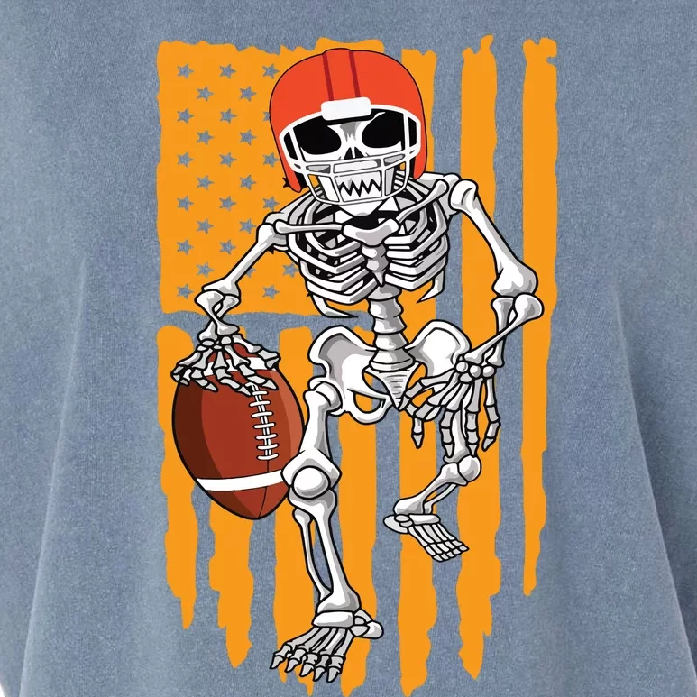 American Football Skeleton Halloween Boy Football Fan Garment-Dyed Women's Muscle Tee