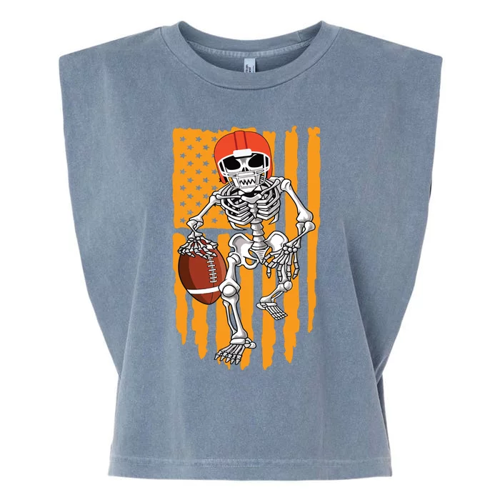 American Football Skeleton Halloween Boy Football Fan Garment-Dyed Women's Muscle Tee