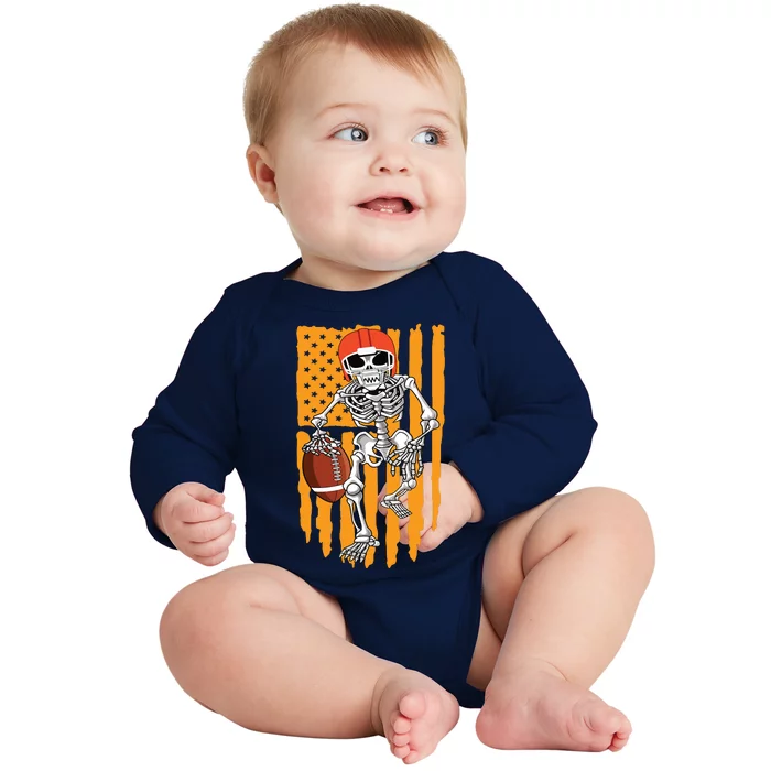 American Football Skeleton Halloween Boy Football Fan Baby Long Sleeve Bodysuit