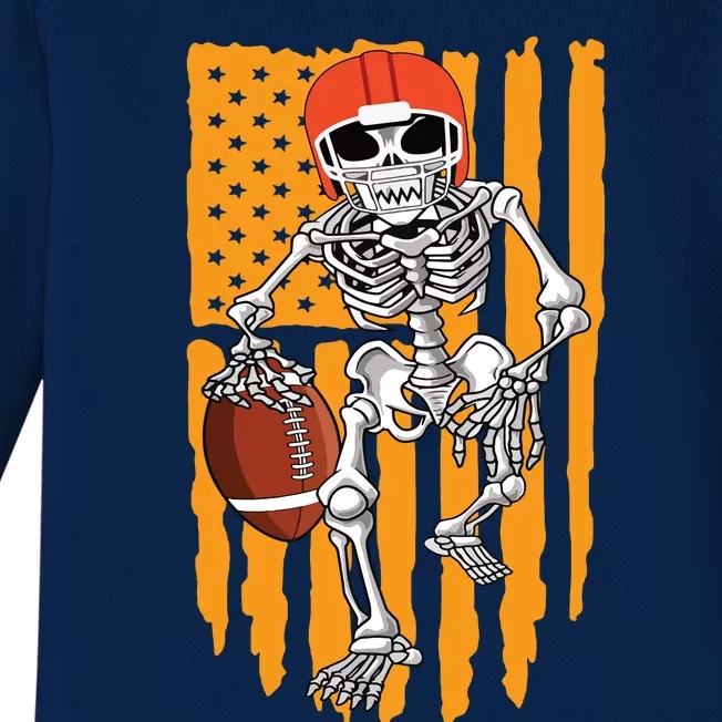 American Football Skeleton Halloween Boy Football Fan Baby Long Sleeve Bodysuit