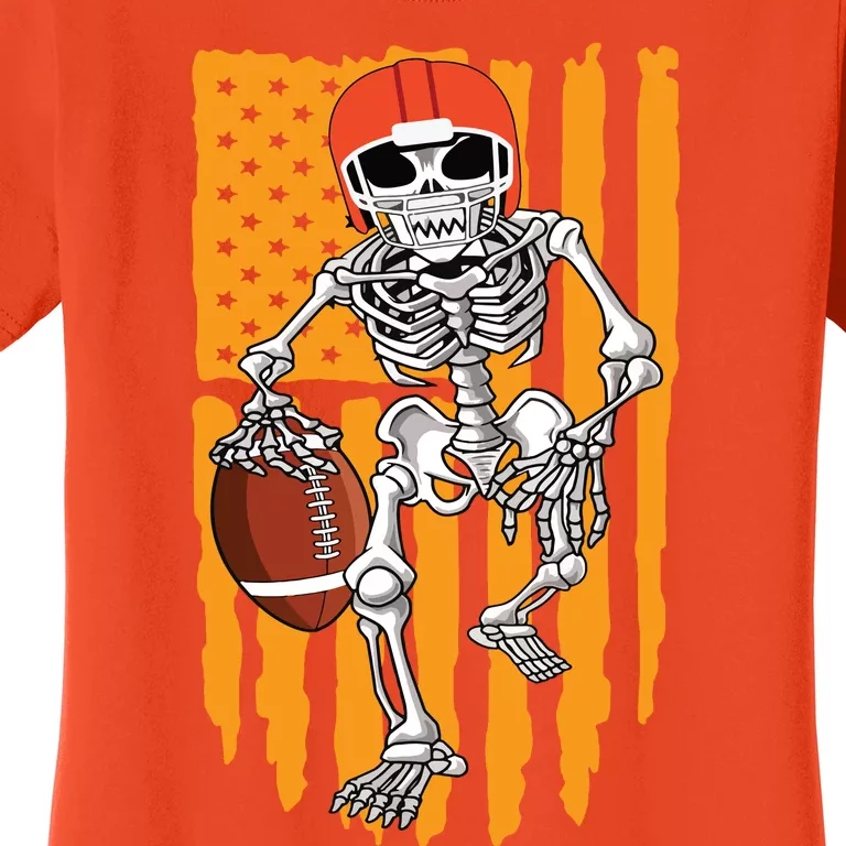 American Football Skeleton Halloween Boy Football Fan Women's T-Shirt