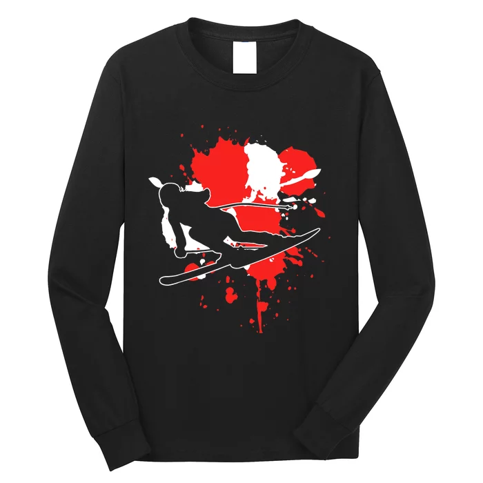 Austria Flag Skier Austrian Alpine Skiing Long Sleeve Shirt