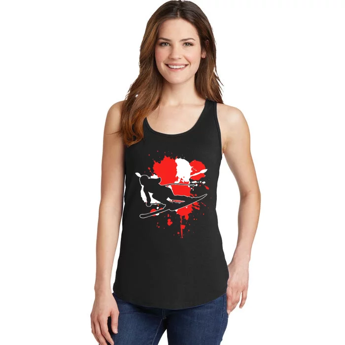 Austria Flag Skier Austrian Alpine Skiing Ladies Essential Tank