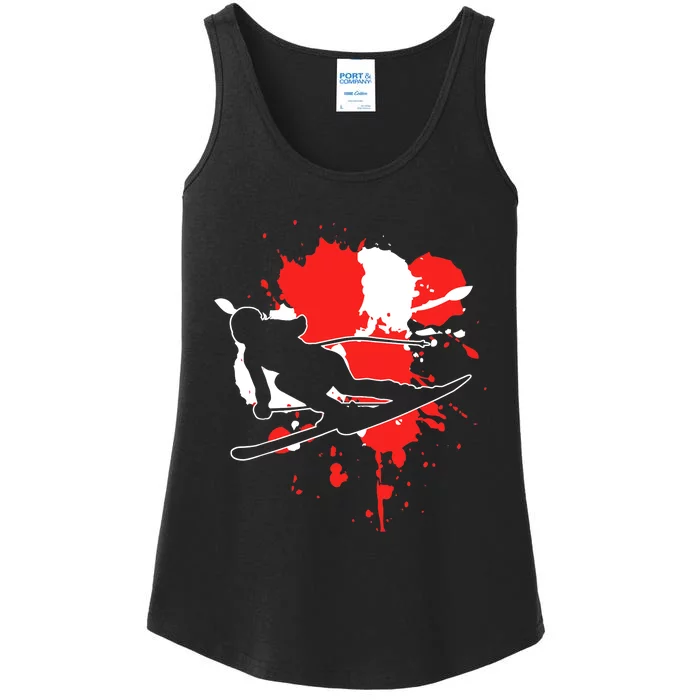 Austria Flag Skier Austrian Alpine Skiing Ladies Essential Tank