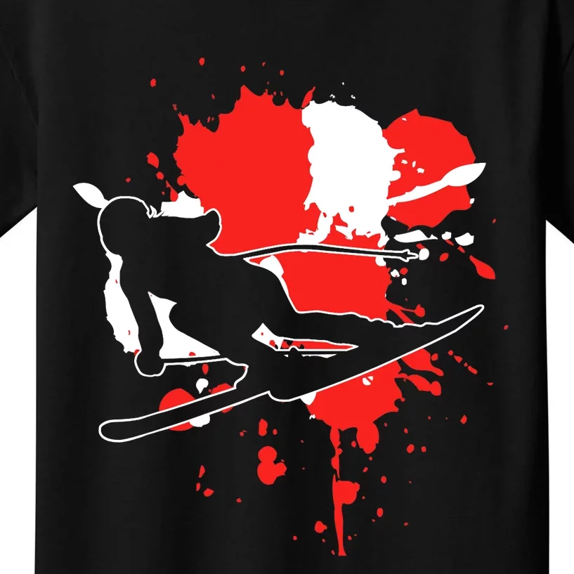 Austria Flag Skier Austrian Alpine Skiing Kids T-Shirt