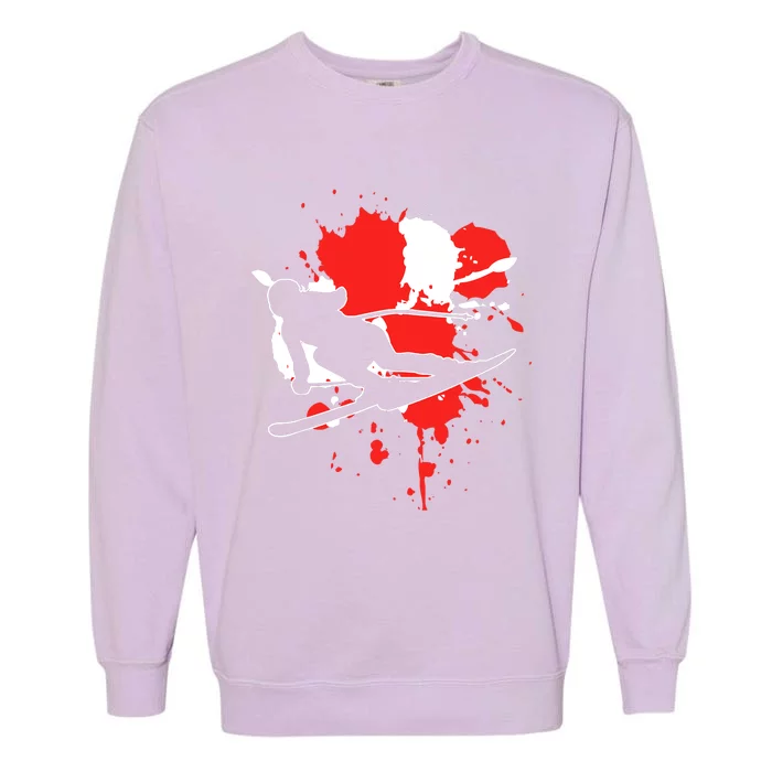 Austria Flag Skier Austrian Alpine Skiing Garment-Dyed Sweatshirt