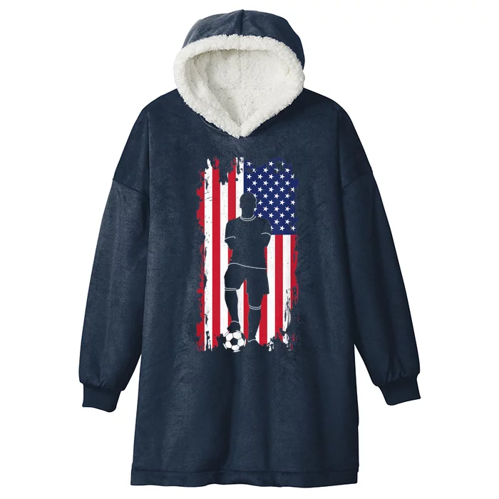 American Flag Soccer Apparel - Soccer Hooded Wearable Blanket