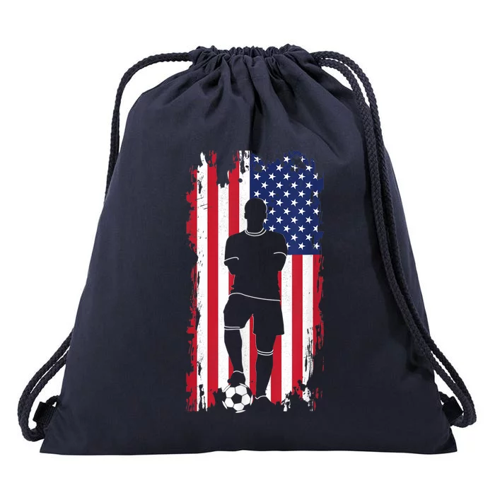 American Flag Soccer Apparel - Soccer Drawstring Bag