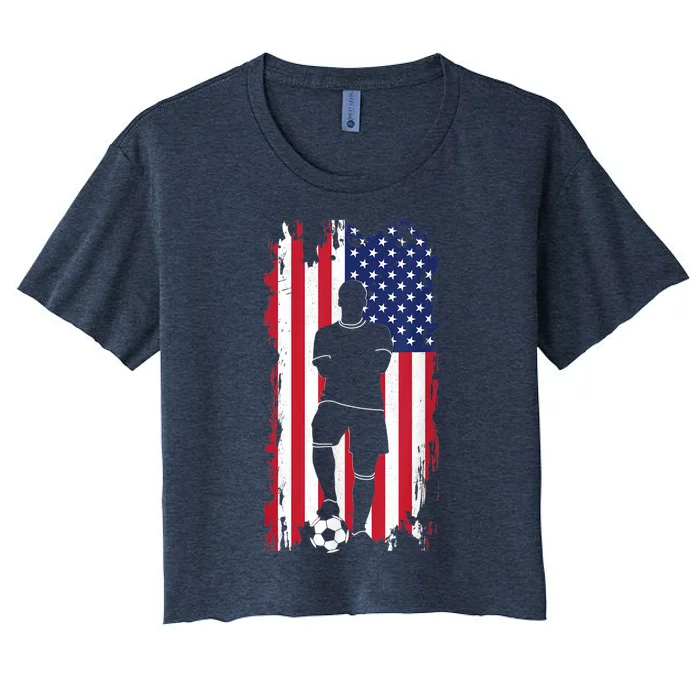 American Flag Soccer Apparel - Soccer Women's Crop Top Tee